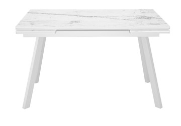 Керамический обеденный стол DikLine SKA125 Керамика Белый мрамор/подстолье белое/опоры белые (2 уп.) в Чите