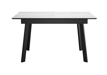 Стол обеденный раскладной DikLine SKH125 Керамика Белый мрамор/подстолье черное/опоры черные (2 уп.) в Чите