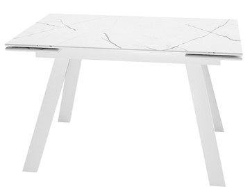Стол раздвижной DikLine SKM140 Керамика Белый мрамор/подстолье белое/опоры белые (2 уп.) в Чите