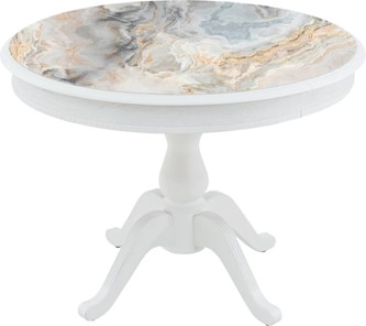 Стеклянный стол Фабрицио-1 Glass, Круг 1000, фотопечать (Мрамор 11) в Чите