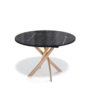 Стеклянный кухонный стол Kenner R1100 (Золото/Венге/Черный камень глянцевый) в Чите