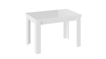 Кухонный раздвижной стол Норман тип 1, цвет Белый/Стекло белый глянец в Чите