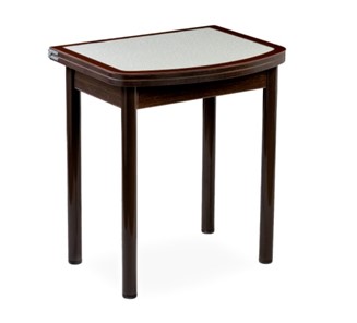 Кухонный раздвижной стол НСПГ-02 СТК, венге/темно-коричневое/узор бело-медный/опоры прямые коричневые в Чите