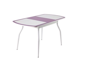 Кухонный раздвижной стол ПГ-01 СТК, белый/фиолетовый/крокодил белый/белый в Чите