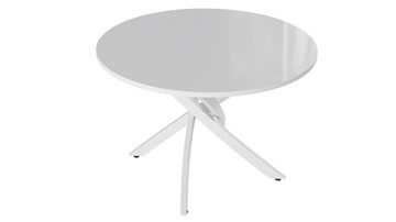 Кухонный обеденный стол Diamond тип 2 (Белый муар/Белый глянец) в Чите