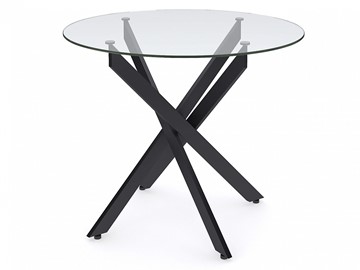 Стол со стеклянной столешницей Dikline R900 стекло/ножки черный металл в Чите