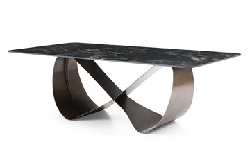 Керамический обеденный стол DT9305FCI (240) черный керамика/бронзовый в Чите