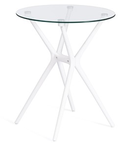 Кухонный стол PARNAVAZ (mod. 29) пластик/стекло, 60х60х70,5 прозрачный/белый арт.19697 в Чите