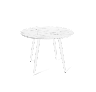 Кухонный круглый стол SHT-TU14 / SHT-TT 90 ЛДСП (мрамор кристалл/белый муар) в Чите