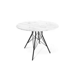 Стол кухонный круглый SHT-TU2-1 / SHT-TT 90 ЛДСП (мрамор кристалл/черный муар) в Чите
