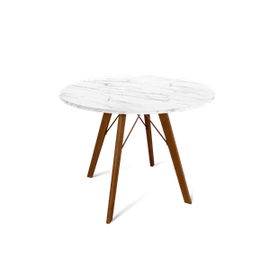 Кухонный круглый стол SHT-TU9 / SHT-TT 90 ЛДСП (мрамор кристалл/темный орех) в Чите