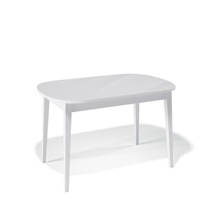 Кухонный раскладной стол Kenner 1300M (Белый/Стекло белое глянец) в Чите