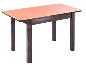 Кухонный стол раскладной Айсберг-01 СТ1, венге ЛДСП/стекло оранжевое/42 прямые массив венге в Чите