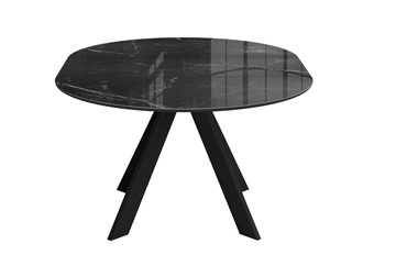 Стол раскладной раздвижной DikLine SFC110 d1100 стекло Оптивайт Черный мрамор/подстолье черное/опоры черные в Чите