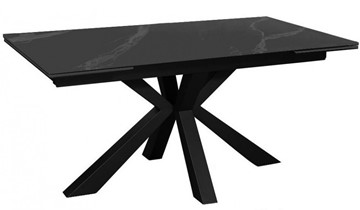 Керамический кухонный стол раздвижной DikLine SFE140 Керамика Черный мрамор/подстолье черное/опоры черные (2 уп.) в Чите