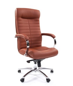 Кресло CHAIRMAN 480 Экокожа Terra 111 (коричневая) в Чите