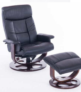 Офисное кресло ДамОфис J6011 для релаксации нат. кожа / дерево, черный в Чите