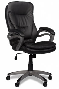 Кресло офисное ДамОфис J 9302 экокожа /пластик, черный в Чите