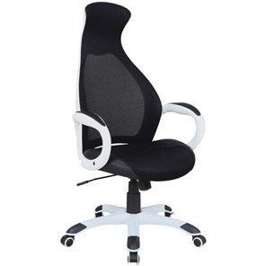 Кресло компьютерное Brabix Premium Genesis EX-517 (пластик белый, ткань/экокожа/сетка черная) 531573 в Чите