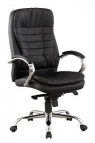 Кресло компьютерное ДамОфис J 9031-1 нат. кожа /хром, черный в Чите