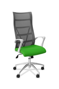 Кресло в офис Топ X белый каркас, сетка/ткань TW / серая/салатовая в Чите