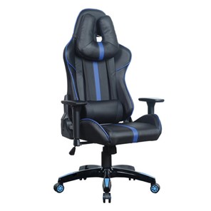 Кресло BRABIX "GT Carbon GM-120", две подушки, экокожа, черное/синее, 531930 в Чите