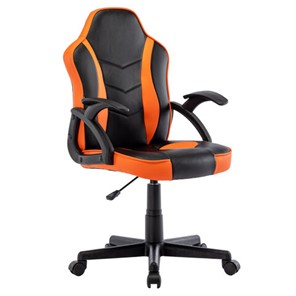 Офисное кресло BRABIX "Shark GM-203", экокожа, черное/оранжевое, 532513 в Чите