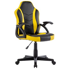 Кресло офисное BRABIX "Shark GM-203", экокожа, черное/желтое, 532514 в Чите