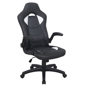 Офисное кресло BRABIX "Skill GM-005", откидные подлокотники, экокожа, черное/белое, 532493 в Чите