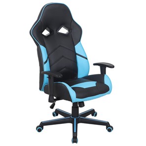 Офисное кресло BRABIX "Storm GM-006", регулируемые подлокотники, экокожа, черное/голубое, 532501 в Чите