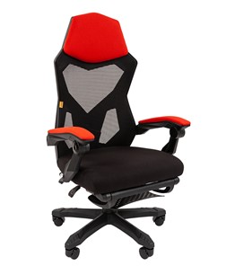 Компьютерное кресло CHAIRMAN 571 с подставкой для ног , сетчатый акрил / полиэстер черный/красный в Чите