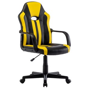Кресло компьютерное RABIX "Stripe GM-202", экокожа, черное/желтое, 532510 в Чите