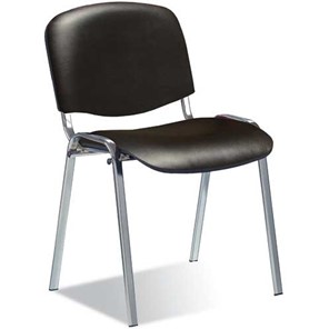 Офисный стул ДамОфис ISO ноги хром +черный кожзам в Чите