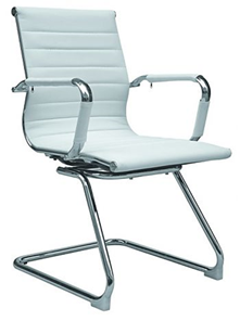 Офисное кресло ДамОфис B110 на полозьях, экокожа / хром, белый в Чите