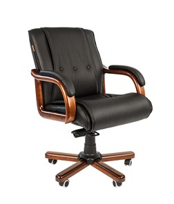 Кресло компьютерное CHAIRMAN 653M кожа черная в Чите