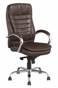 Кресло компьютерное ДамОфис J 9031-1 экокожа /хром, коричневый в Чите