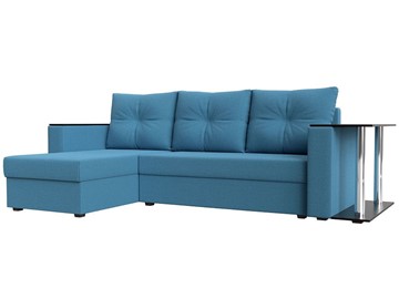 Угловой диван с оттоманкой Атланта Лайт, Амур голубой (микровельвет) в Чите