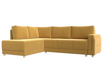 Угловой раскладной диван Лига-024, Желтый (Микровельвет) в Чите