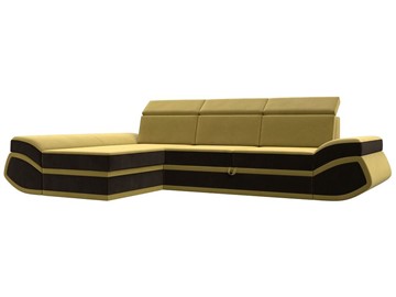 Угловой раскладной диван Лига-032 Желтый\коричневый (Микровельвет) в Чите