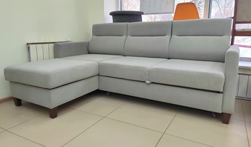 Угловой диван с оттоманкой Марсель Luma 13 серый велюр в Чите