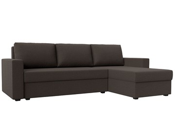 Угловой диван с оттоманкой Траумберг Лайт, Амур коричневый (Рогожка) в Чите