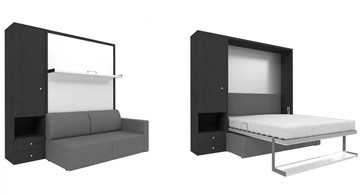 Шкаф-кровать Кровать-трансформер Smart (ШЛ+КД 1400), шкаф левый, правый подлокотник в Чите