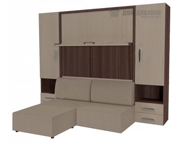 Кровать-шкаф Кровать-трансформер Smart (ШЛ+КД 1600+ШП+Пуф), 2 шкафа, без подлокотников в Чите