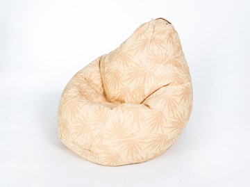 Кресло-мешок Груша среднее, жаккард, бежевые листья в Чите