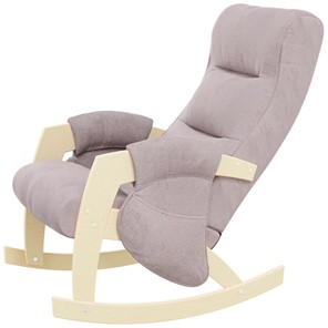 Кресло-качалка ЭЛИТ с карманами Джанни (каркас дуб, сиденье серо-розовое) в Чите