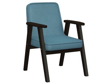 Кресло мягкое Ретро ткань голубой, каркас венге в Чите