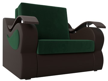 Кресло раскладное Меркурий (60), Зеленый\Коричневый (Велюр\Экокожа) в Чите