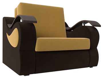 Кресло раскладное Меркурий (60), Желтый\коричневый (Микровельвет\Экокожа) в Чите