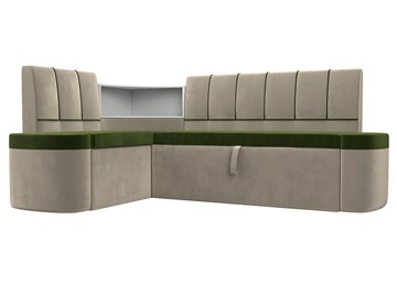 Кухонный диван Тефида, Зеленый\Бежевый (Микровельвет) в Чите