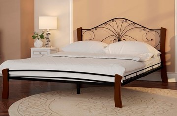 Спальная кровать Фортуна 4 Лайт, 1600, черный/махагон в Чите